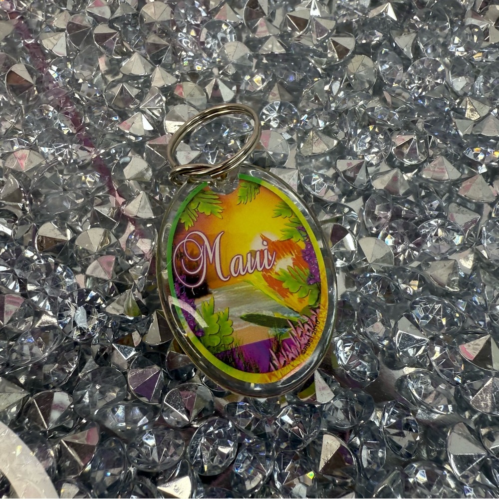 Maui Keychain - Yellow & Purple Tropical Souvenir